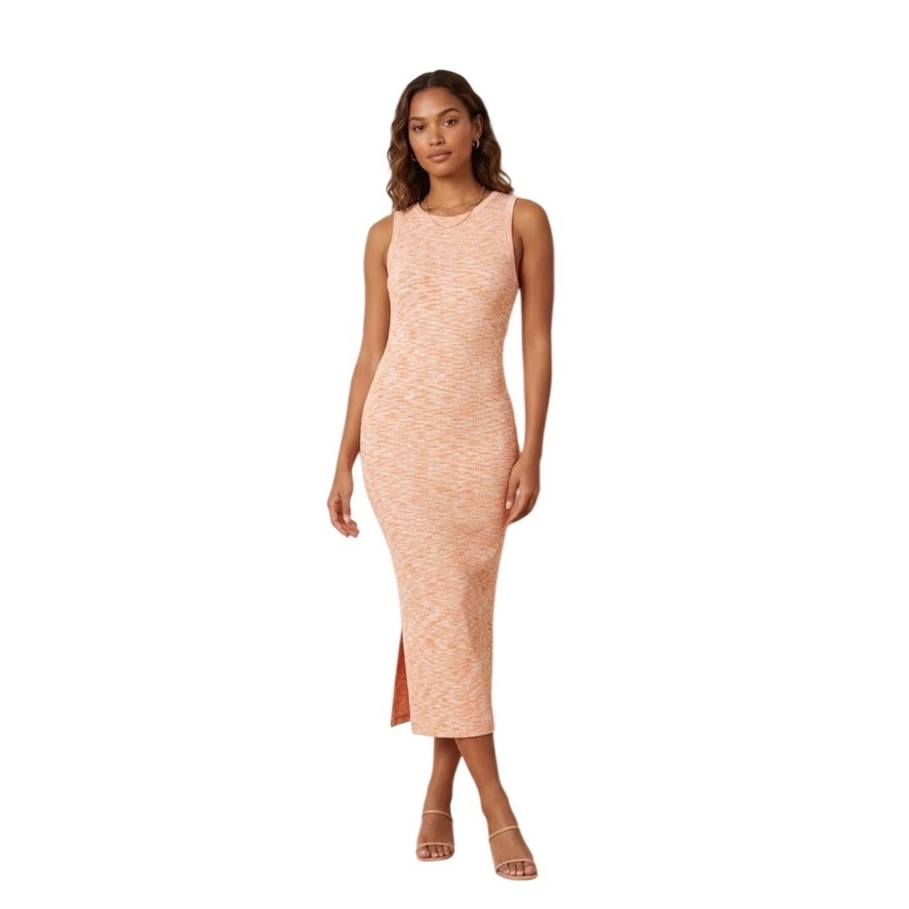 Express NEW‎ Body Contour Space Dye Ribbed Midi Dress Orange XL 007826853